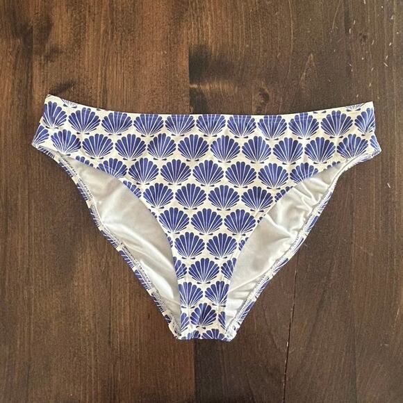 Kate Spade New York Shell Print Blue White Bandeau Bikini Swim Bottoms Women’s - Picture 3 of 8